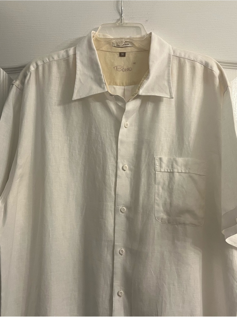 Boho Men's Creme Casual Linen Button-Down Shirt